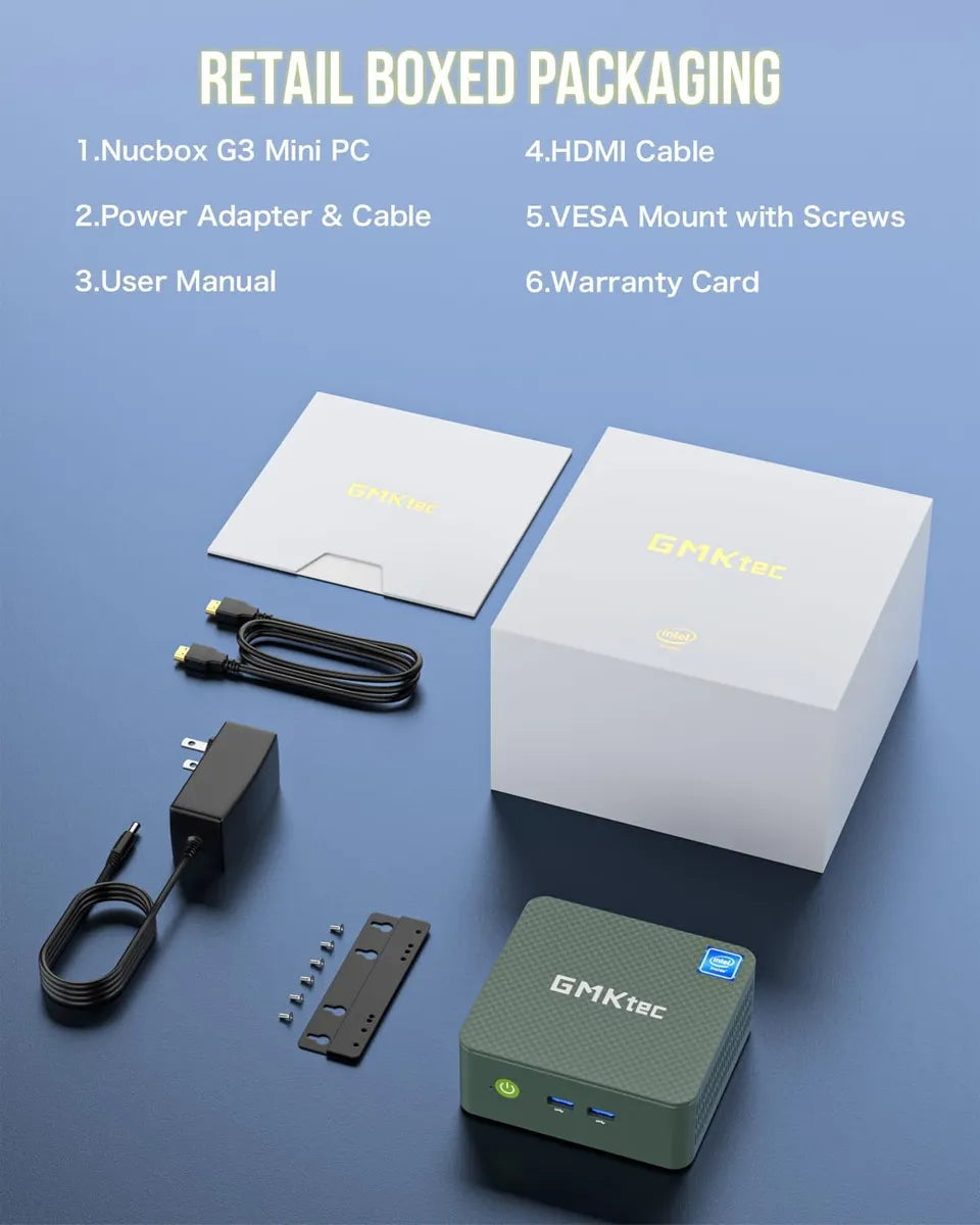 Mini PC GMKTEC- Procesador Intel Lake N100 - Memoria 8gb Ddr - Disco 256gb Ssd - FULL HD