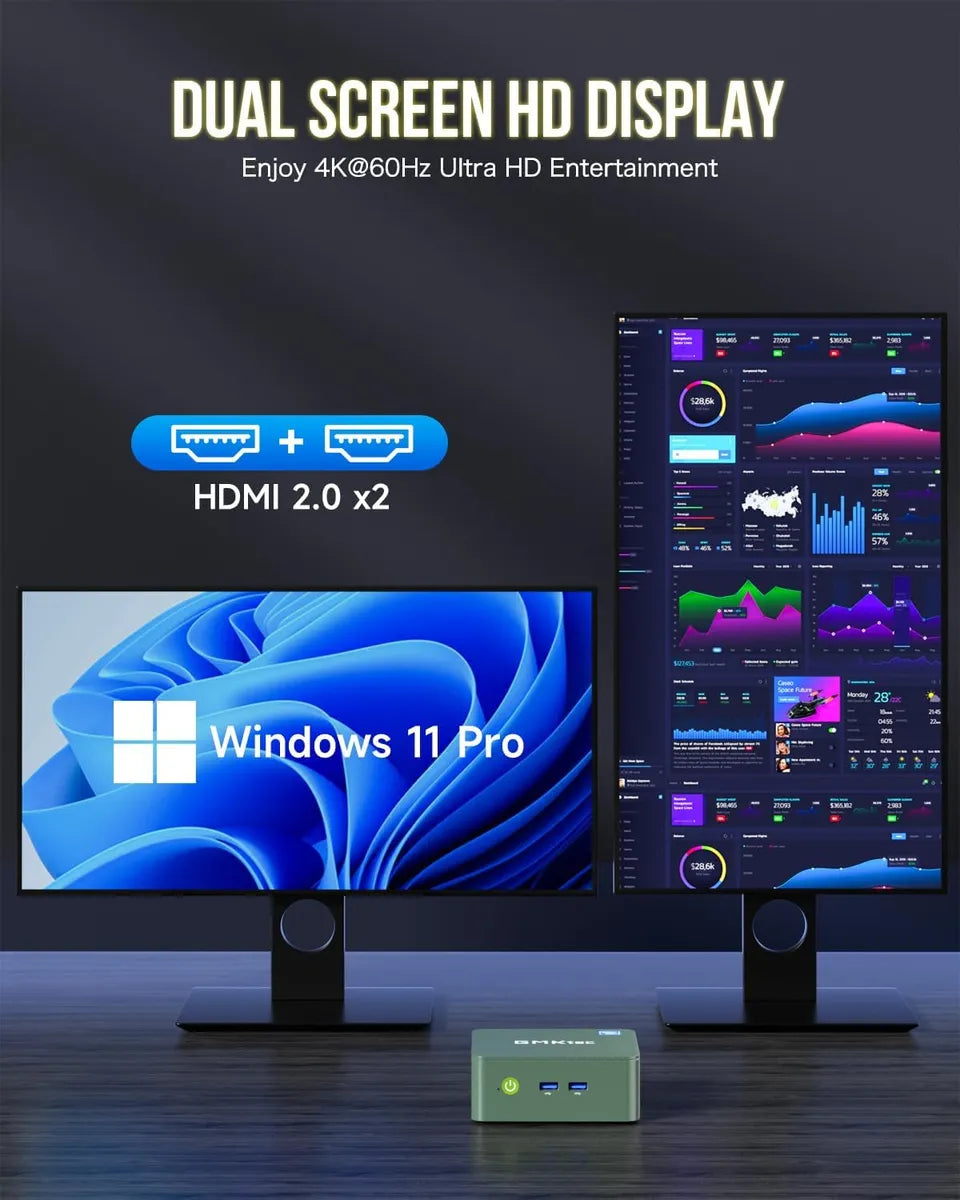 Mini PC GMKTEC- Procesador Intel Lake N100 - Memoria 8gb Ddr - Disco 256gb Ssd - FULL HD