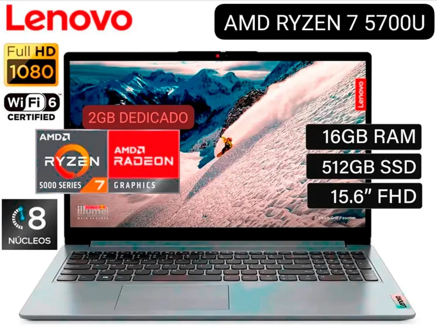 Laptop Lenovo Tacti 15.6 Fhd Tactil, Amd Ryzen 7, 512 Ssd, 12gb Ram Azul