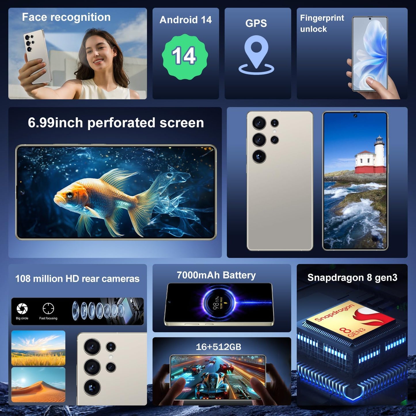 CELULAR I25 ULTRA 5G ANDROID DUAL 6.99", 16GB, 512GB TITANIUM, GRAY