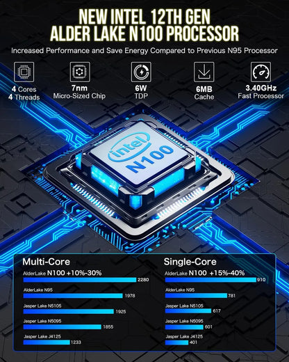 Mini PC GMKTEC- Procesador Intel Lake N100 - Memoria 8gb Ddr - Disco 256gb Ssd - FULL HD