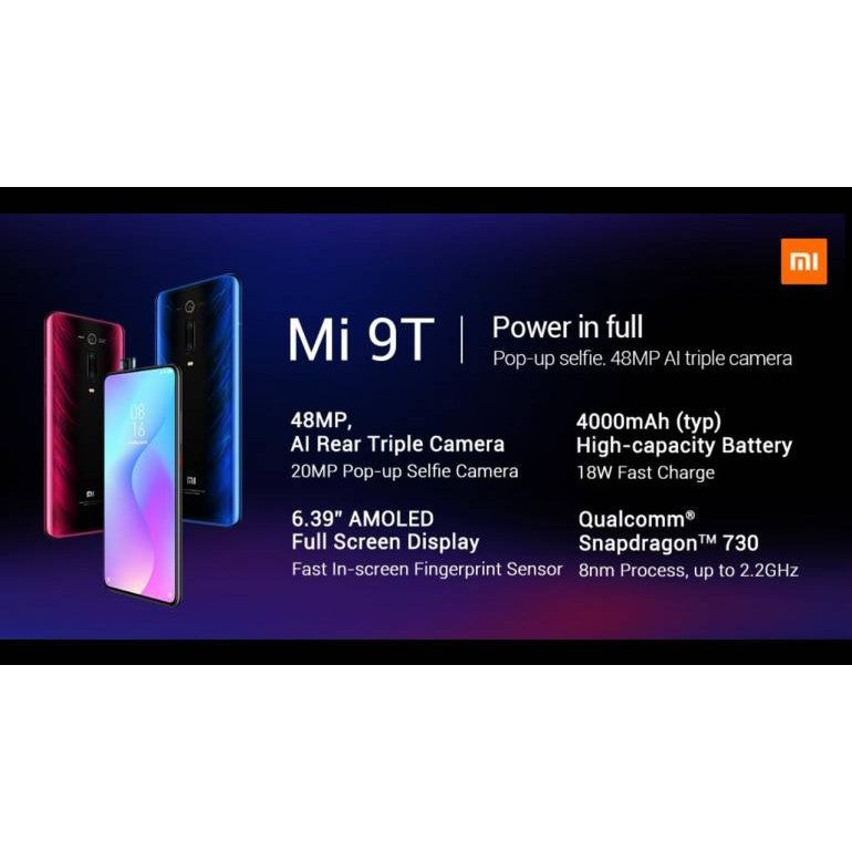 Xiaomi Mi 9T 128GB, 6GB RAM 6.39 "AMOLED FHD + 48MP Triple Camera, Global 4G LTE Dual SIM