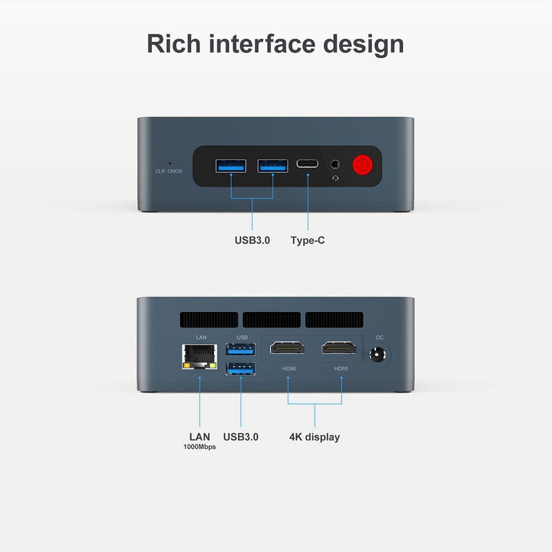 BEELINK Mini PC SEI8 - Intel Core 3 - 8GB DDR4 RAM - 256 GB SSD - 4K Dual HDMI - Wifi 2.4G / 5G