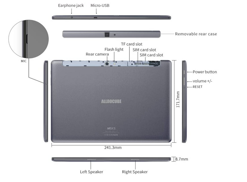 ALLDOCUBE M5XS Tablet PC, 10.1 Deca core, 3GB RAM, 32GB ROM, Android 8.0, WiFi 